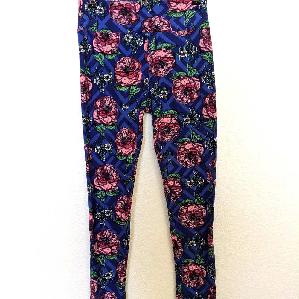 LulaRoe Blue Floral Leggings